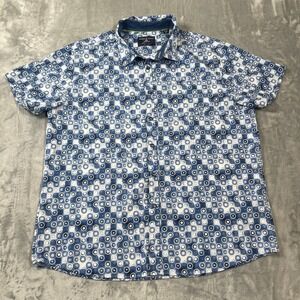 Society of Threads Mens XXL Regular Fit Short Sleeve Button Down Shirt Blue